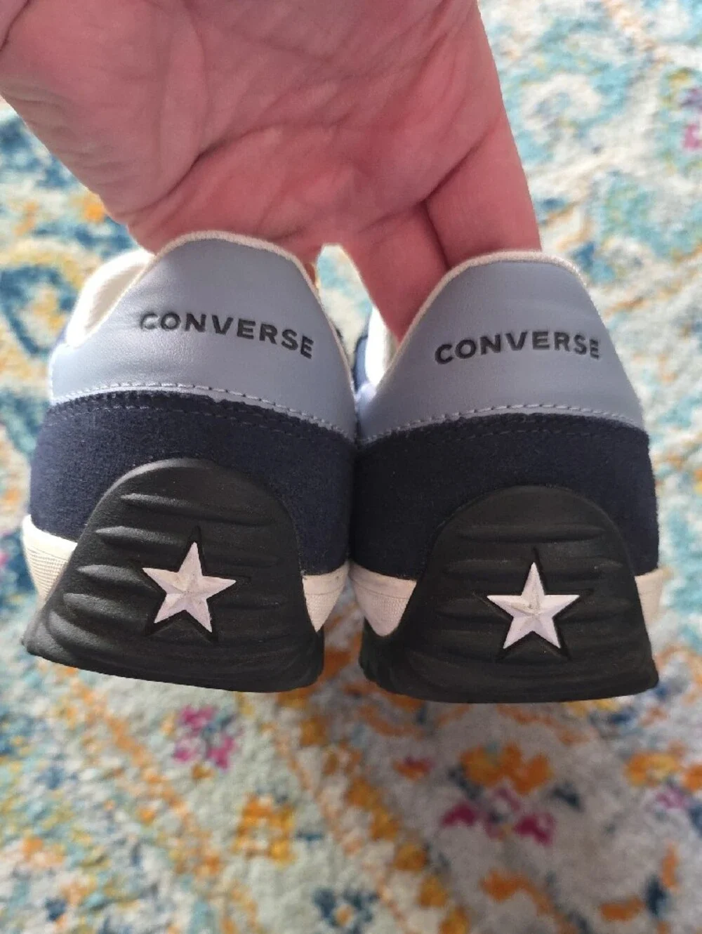 Converse Men’s Navy and Light Blue Low-Top Sneakers - Picture 4 of 5